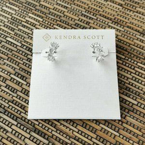 Kendra Scott Cailin White Crystal Huggie Earrings in Silver